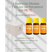 Kit 3 Essências Diluídas+ 1 Difusor de Porcelana (Informe os aromas desejados nas observações)